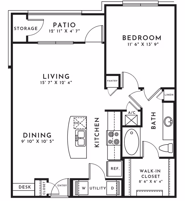 1 Bed • 1 Bath 11-302 floor plan